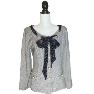 J M By Shelli Segal Vintage polka dot hounds tooth pearl button blazer jacket